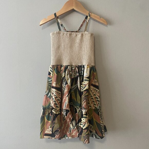 Handmade Children's Cream Multicolour Pattern Tie Spaghetti Strap Dress - Picture 1 of 13